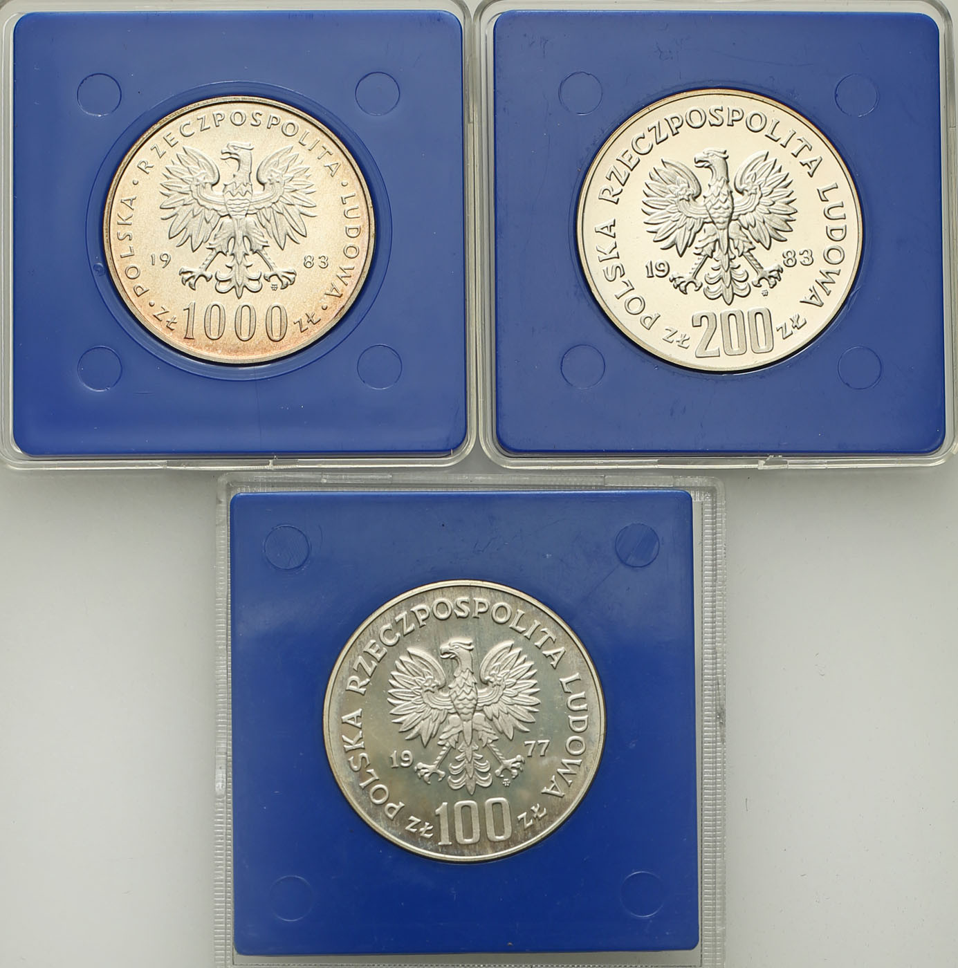 PRL. 100-10.000 złotych 1977-1983, zestaw 3 monet